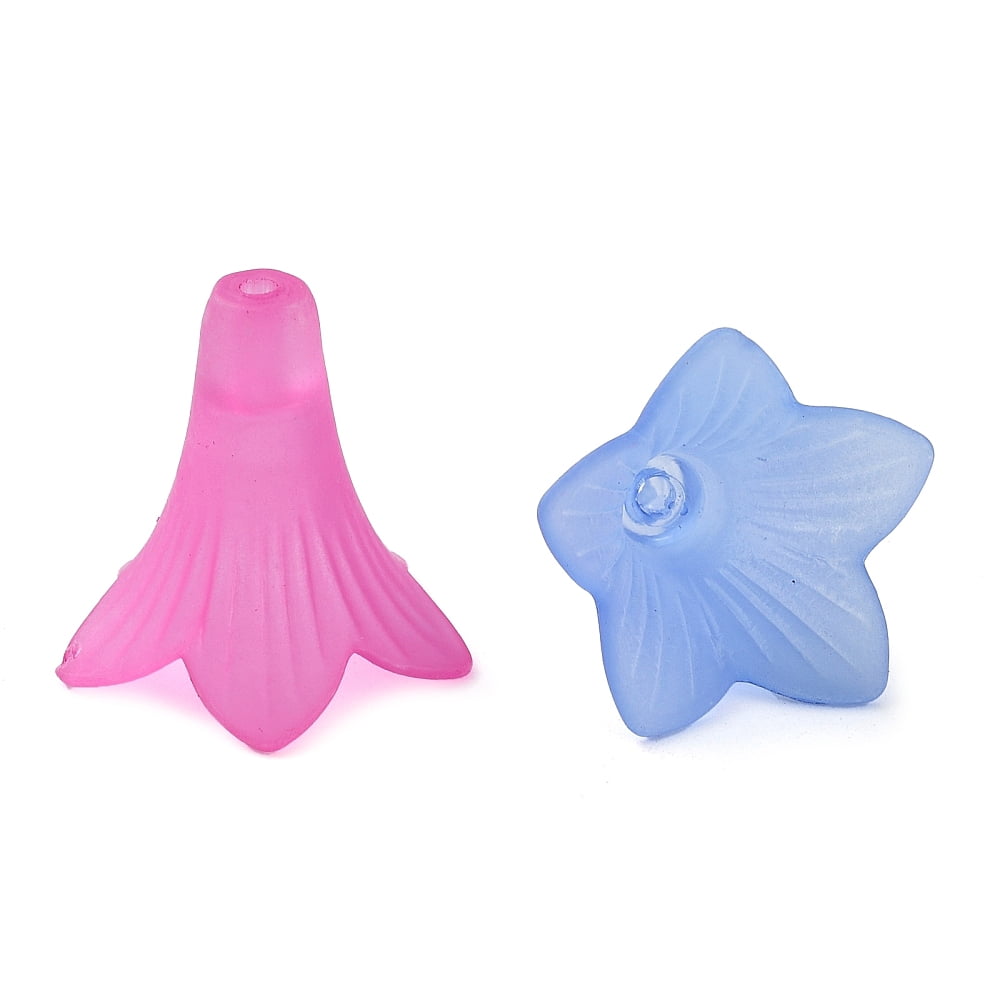 Transparent Acrylic Beads Frosted Flower Mixed color 22.5x22x22mm Hole: 2mm 531pcs/500g