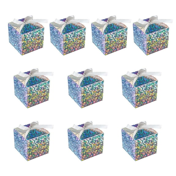 RUISINERY Pack Of 10 Color Glittering Boxes For Weddings Birthdays And Parties Elegant Small Present Box With Lid
