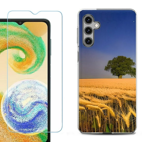 Shockproof Fashion Phone Case for Samsung Galaxy A14 5G, with Tempered Glass Screen Protector, by OneToughShield ® - Wheatfield