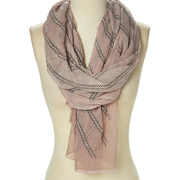 Oussum Pink Scarfs for Women Winter Summer Fashion Zigzag Scarves