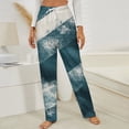 thumbnail image 3 of Teal White Diagonal Grunge Texture Winter Female Pants Flannel High Waist Women Pants Lady Warm Straight Leg Plush Trousers, 3 of 7