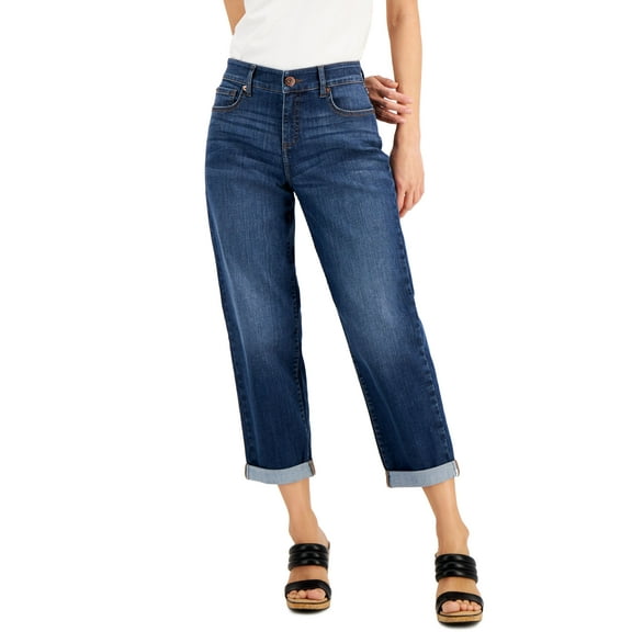 INC International Concepts Womens High Rise Cuffed Boyfriend Jeans Medium Indigo 2