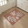 thumbnail image 3 of ODIKA 3'x5' Orange Warm Terracotta Sun Line Design Washable Accent Rug Elegant Minimalist Leaf and Motifs for Modern Pet Friendly, Non-Shedding Mat for Bedside, Nursery Room, 3 of 7