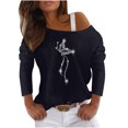 thumbnail image 2 of ICHUANYI Liquidación Mujeres Manga Larga Camisas Casuales Fuera del Hombro Jersey Suelto Brillante Lentejuelas Blusa Túnica Tops ICHUANYI WER202308232204, 2 of 7