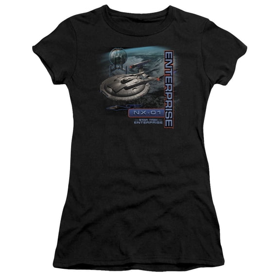 Star Trek Enterprise Nx 01 Junior Women's Sheer T-Shirt Black