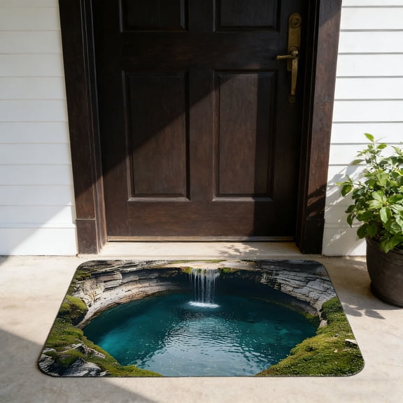 Dmlowu Non-Slip Bathroom Rugs with 3D Design, Quick-Dry Water Absorbent Bath Mat for Tub, Shower & Entrance, 16x24"