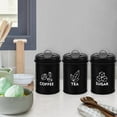 thumbnail image 6 of Vesteel 3 Piece Sugar Tea Coffee Kitchen Canister Set Food Storage Jars with Bamboo Lids - Black 4” x 6.89”, 6 of 7