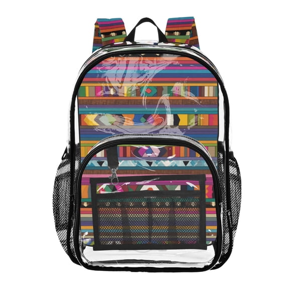 Clear Backpack 12L Large Capacity Transparent Waterproof Traditional African Tribal Designs
