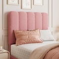 thumbnail image 3 of Rosa tamaño individual marco de cama con bouclé upholstery wave cabecero low profile de madera slats-no necesita colchón base fácil montaje para para niños (boys o girls), 3 of 5