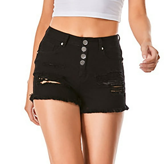 HaoXianJian Women's Jean Shorts Casual HIght Waist Stretch Denim Shorts Cutout, Hot Pants Cut Off Ripped Nightclub Beach Shorts Party Clubwear Hot Pants