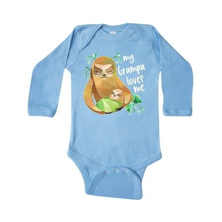 

Inktastic My Grampa Loves Me Cute Sloth and Baby Gift Baby Boy or Baby Girl Long Sleeve Bodysuit