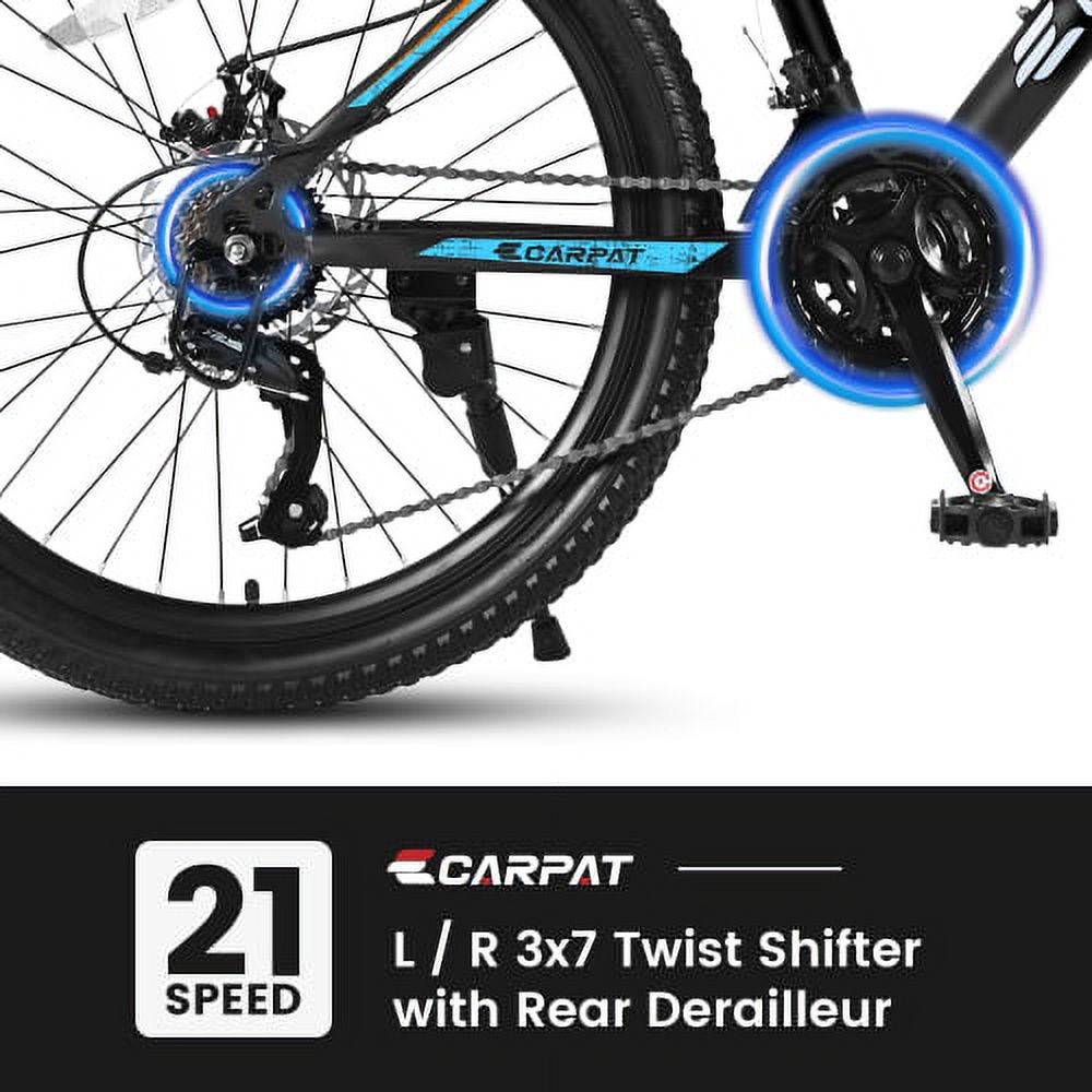 SUWU 24/26 Inches Wheels Mountain Bike High Carbon Steel Mountain Bicycles for Adults All-Terrain Tires 21-Speed MTB Suspension Fork Dual Disc Brakes for Womens Mens