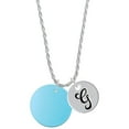 thumbnail image 1 of Delight Jewelry Acrylic 1" Disc Hot Blue Imitation Pearl Silvertone Script Initial Disc - G - Charm Necklace, 20"+3", 1 of 4
