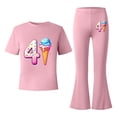 thumbnail image 6 of Girls' 2 Piece Flared Pants Set Summer Outfits Girls Clothes Size 6 Summer Printed Short Sleeve Top Shirt and Bell Bottom Pants Size 12-13 Years Pink, 6 of 6