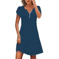 thumbnail image 1 of Vestido casual Disamer de manga corta para verano 2025, azul floral, 1 of 6