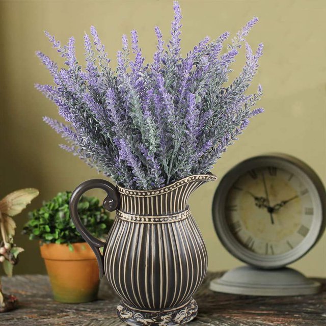 Lavanda artificial pubamall para decoración del hogar, fiestas, bodas, jardines, oficinas, patios, decoraciones (morado, un ramo) Shuxiu Wang 9024719186306