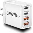 thumbnail image 1 of Cargador de pared USB QC3.0 de 40 W, CARZONJX 5 V/3.1 A cargador rápido USB de 4 puertos [con luz LED] bloque de carga rápida para iPhone 15 14 13 12 11 X XR 8, iPad, Galaxy, LG, Moto, Switch y más, 1 of 4