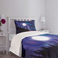 thumbnail image 6 of Ambesonne Moon Quilted Bedspread Set 2 Pcs, Aurora Borealis and Wolf, Twin Size, Indigo Aqua Magenta, 6 of 6