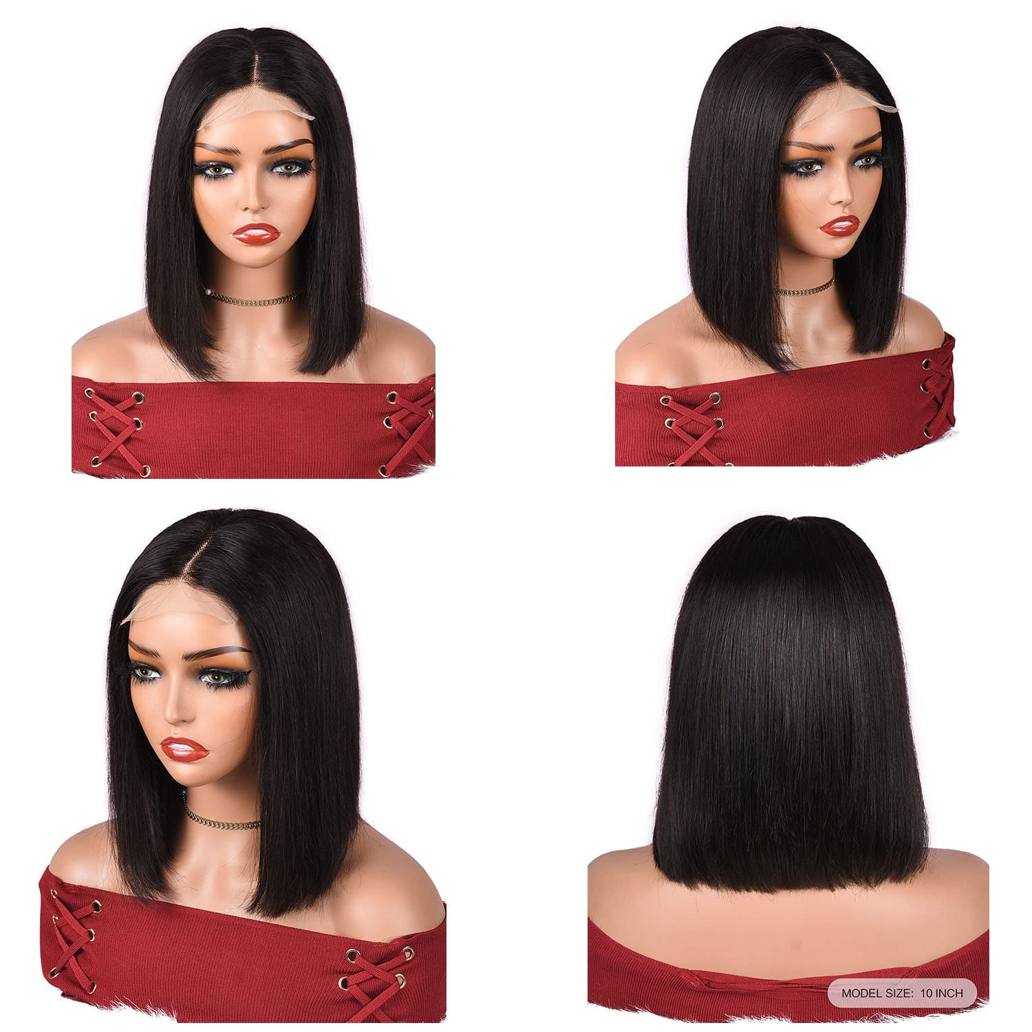 Bob Wig Human Hair 4x4 HD Transparent Lace Front Wigs 180% Density Frontal Lace Wigs Human Hair 12 Inch
