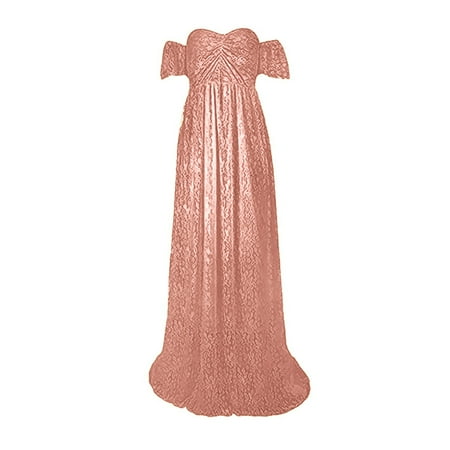 

Wiueurtly Women s Lace Maternity Trailing Short Sleeved Dress Long Dress Photography Flying Sleeve Dress Shoulder Dress Maternity