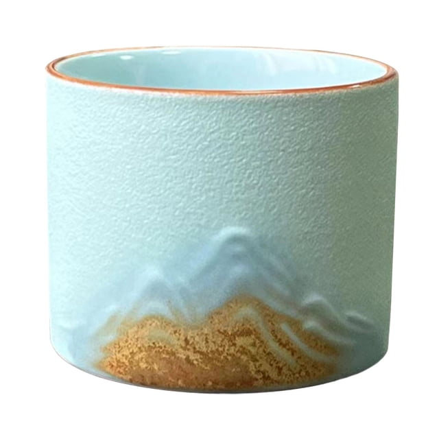 Taza de cerámica para espresso con diseño abstracto, taza tradicional china para té yerba mate azul