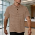 thumbnail image 2 of vdgthytj Mens Short Sleeve Shirts Lapel Collared Button Loose Fitted Pullover Tops Summer Breathable Striped Casual Shirts, 2 of 7