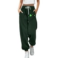 thumbnail image 1 of Ladies Summer Pants Solid Color Large Folding Bottom Pants Elastic Bottom Sports Pants Sweatpants Woman Army Green S, 1 of 4