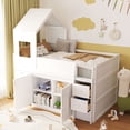 thumbnail image 4 of Harper & Bright Designs Twin House Loft Bed with Roof and Roll-Out Desk Desk, Wooden Twin Loft Bed Frame with Drawers and Cabinets for Boys Girls, Space Saving Loft Bed, White, 4 of 20