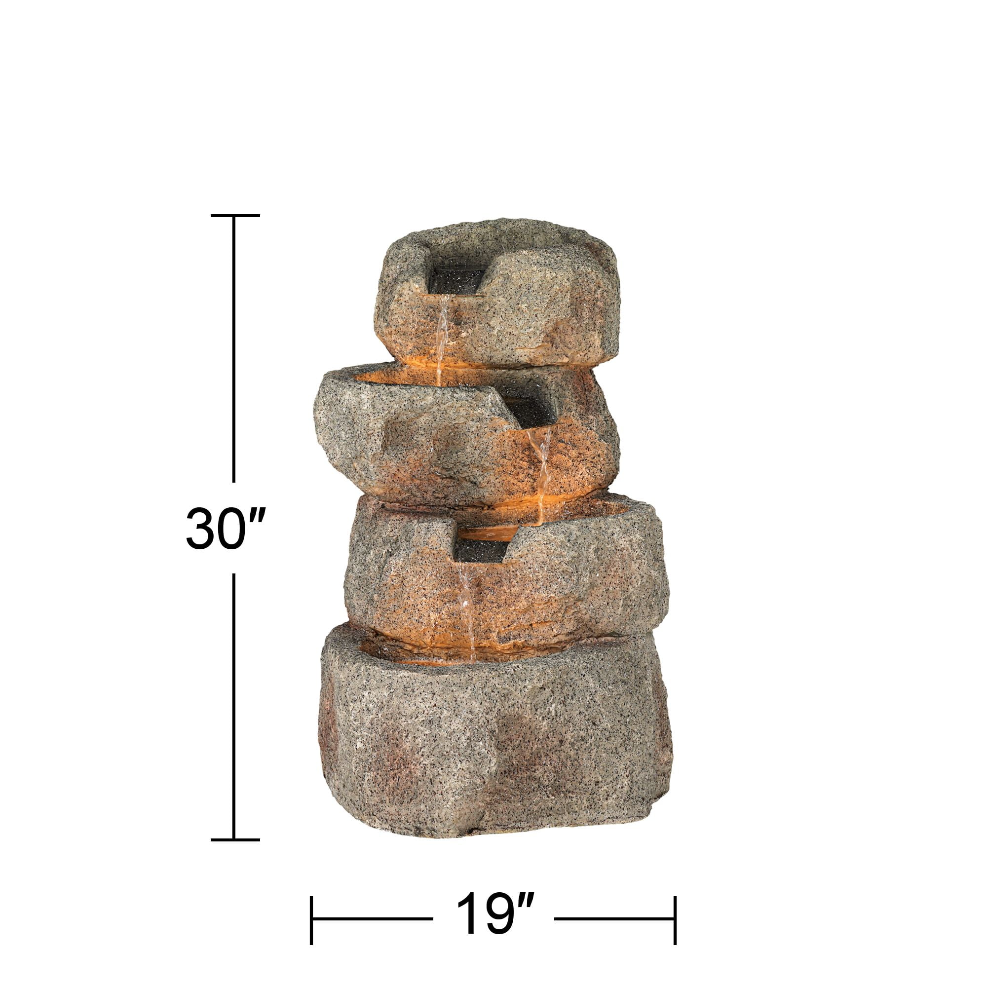 Glacial Rock Zen 30" High Large Rustic Indoor Outdoor Decor Faux Stone Floor Fountain with Light LED Waterfall
