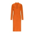 thumbnail image 3 of Fgvctg Womens Sweater Dress Long Sleeve Turtleneck Button Down Midi Dress Flowy Rib Knitted Casual Fall Winter Loose Dress Fashion Outfit With Pocket Saffron S, 3 of 5