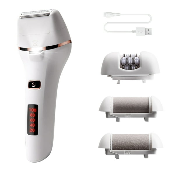 Qarigey Juego de afeitadora eléctrica 4 en 1 para mujer, recortadora de pelo sin dolor, removedor de callos USB a prueba de agua, amoladora de pie, Depiladoras Qarigey CE000566-00