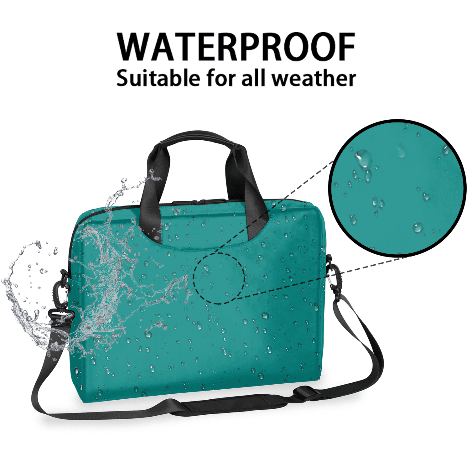 Herdesigns Teal Laptop Bag for Women Men, Computer Case Briefcase Messenger Bags, 15-15.6 inch Laptop Sleeve Shoulder Bag
