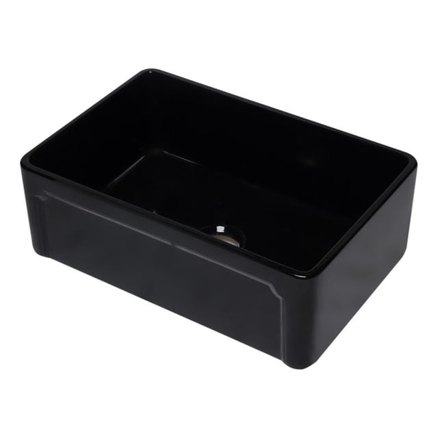Pemberly Row Évier de Cuisine Style Ferme en Argile de Feu Simple Réversible Noir de 30 Pouces
