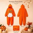 thumbnail image 5 of JAJAHO Boys Girls Pumpkin Face Jumpsuit Soft Flannel Pajama Halloween Long Sleeve Loose Hooded Onesie For Kids 4-14Y, 5 of 5