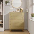 thumbnail image 1 of Cómoda de 5 Cajones – 44 Pulgadas de Alto – Madera con Textura Natural – Estilo Rústico – Estrecha – Dormitorio, Sala, Pasillo y Entrada, 1 of 6