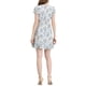 thumbnail image 3 of Vestido de gasa floral con volantes y cuello en V para mujer, con mangas acampanadas y lazo, por encima de la rodilla, A-line, M, blanco, 3 of 7