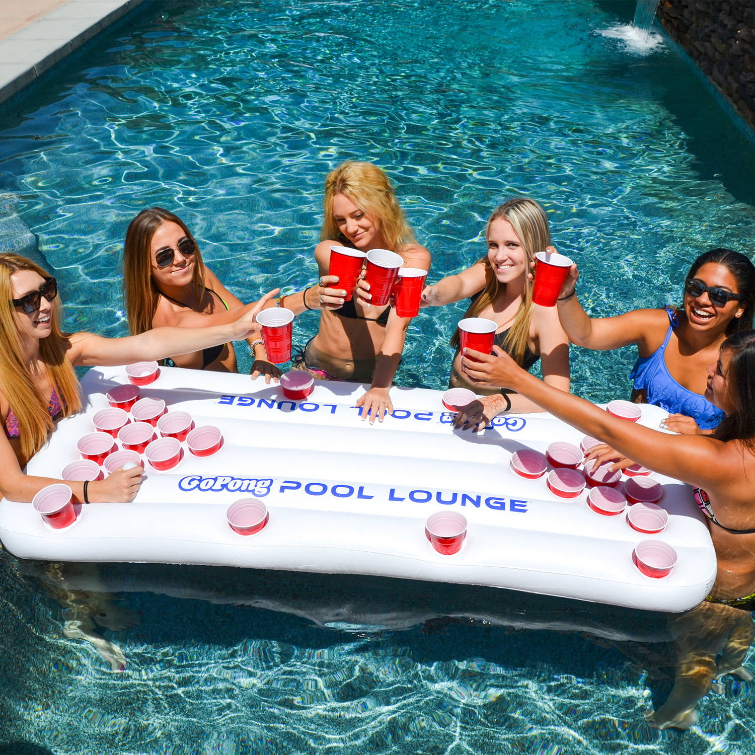 180CM x 10CM Pool Party Game Float Set Maikouhai Inflatable Beer Pong Racks X 80CM L W H Beer Table Cup Hole Floating Row Water Table Tennis Entertainment Ice Trough 