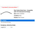 thumbnail image 2 of Rear Center Brake Hose - Compatible with 1973 Chevy K10 Pickup, 2 of 2