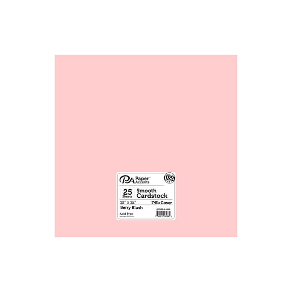 Paper Accents Cardstock 12"x 12" Smooth 74lb Berry Blush 25pc