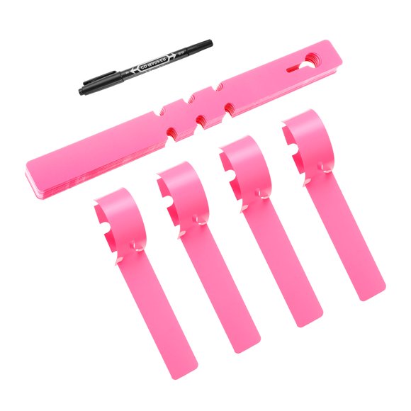 Uxcell 50 Pcs Etiquetas de Planta de Plástico, Etiquetas de Planta Ajustables para Vivero con Bolígrafo para Plantas Rosa