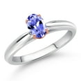 thumbnail image 2 of Gem Stone King 925 Sterling Silver and 10K Rose Gold Prongs Blue Tanzanite Solitaire Engagement Ring for Women (0.45 Cttw, Oval 6X4MM, Gemstone December Birthstone, Available in Size 5, 6, 7, 8, 9), 2 of 4