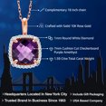 thumbnail image 2 of Gem Stone King 10K Rose Gold Purple Amethyst and White Diamond Pendant Necklace for Women (1.59 Cttw, Gemstone February Birthstone, Cushion Checkerboard Cut 7MM, with 18 inch Chain), 2 of 4
