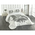 thumbnail image 3 of Ambesonne Rock Music Quilted Bedspread Set 3 Pcs, Retro Microphone, Queen Size, Grey White, 3 of 5