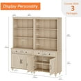 thumbnail image 2 of WAMPAT Farmhouse 5 Tier Bookcase 72" Tall Bookshelf with Doors, Large Display Book Shelf with 2 Drawers and Storage Cabinet, Library Wood Bookshelves for Living Room, Bedroom, Office, Beige (2PCS), 2 of 8