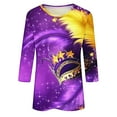 thumbnail image 5 of QATAINLAV Birthday Gifts 2025 Mardi Gras Outfit for Women Carnival Themed Tops 3/4 Sleeve Blouses Plus Size Costumes Party Holiday Shirts Purple L, 5 of 6