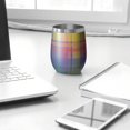 thumbnail image 3 of 12oz Stemless Wine Tumblers Multi Color Plaid Checkered Pattern Vacuum Insulated Stainless Steel Travel Tumbler Cups Mug with Lid and Straw for Champaign,Cocktail,Beer with Cleaning Brush, 3 of 5