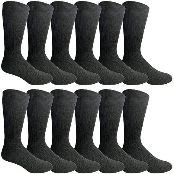 Yacht & Smith Mens Ribbed Combed Cotton Dress Socks, Black, Bulk Packs