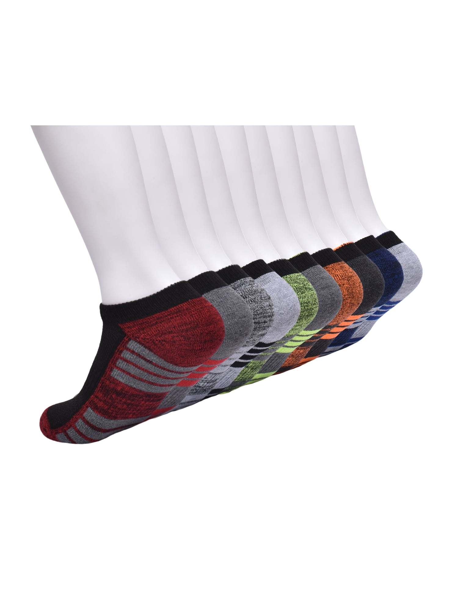 Athletic Works Boys Cushioned No Show Socks, 10-Pack, Sizes S (4.5-8.5) - L (3-9)