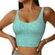 thumbnail image 1 of Balery Teal Turquoise Glitter Sujetadores deportivos con espalda cruzada para mujer, acolchados, sin costuras, de alto impacto, ideales para yoga, gimnasio, entrenamiento y fitness.-Small, 1 of 8
