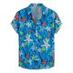 thumbnail image 1 of Camisas Para Hombre Manga Larga Casual Hombres Solapa Estampado Contraste Color Manga corta Puño Botón Estilo puerto Camisa floral Playa de Top de verano hawaiano (Blue, L), 1 of 4